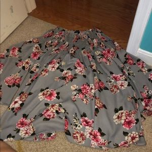 gray long sleeve floral dress